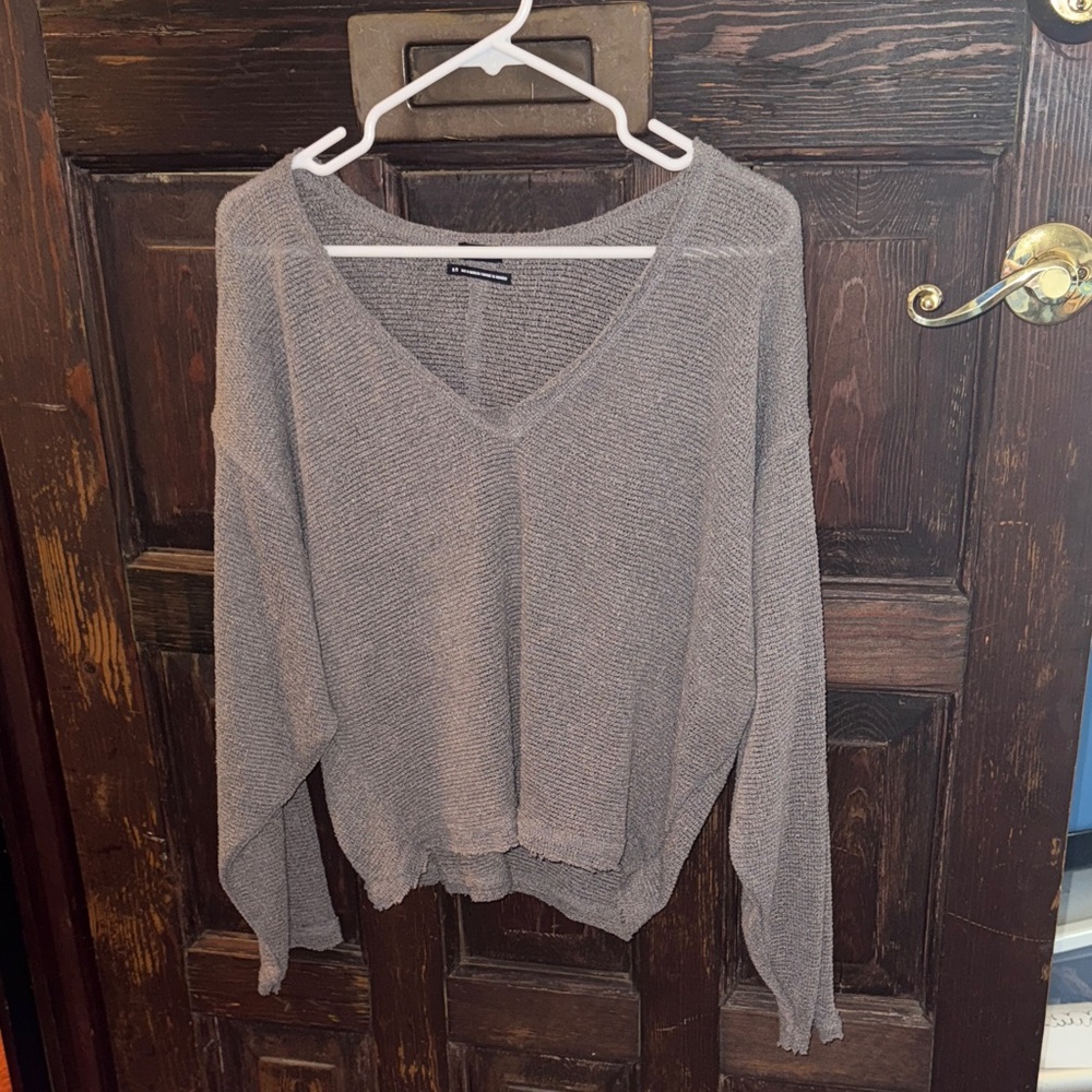 Out From Under Charcoal V-Neck Lightweight Sweater